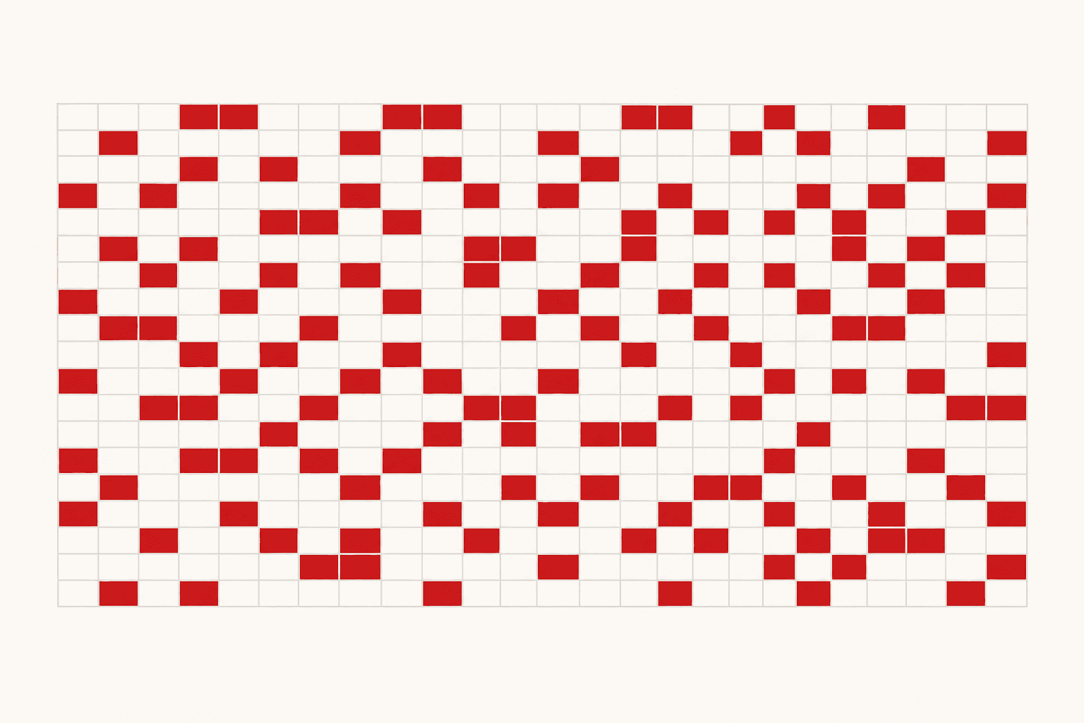 A grid of 312 cells, one per lead. Each red cell is a lead with no reply on record.